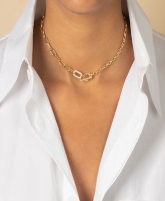 Pave Accented Toggle Multi Chain Necklace