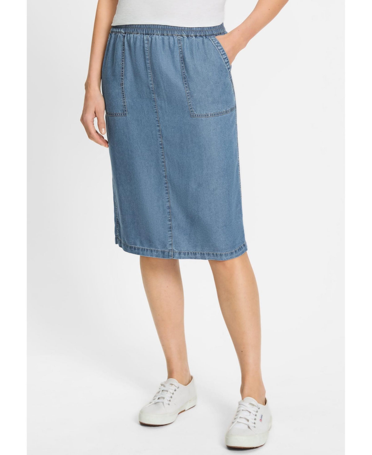 Women's Soft Denim Pull-On Skirt - Blue denim