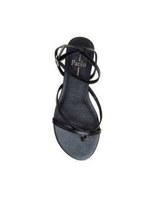 LUZ Women's Strappy Ankle Wrap Flat Leather Sandals