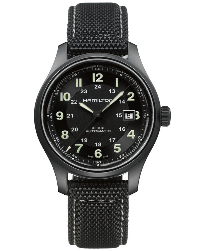 Hamilton - Men's Swiss Automatic Khaki Field Black Canvas Strap Watch 42mm H70575733