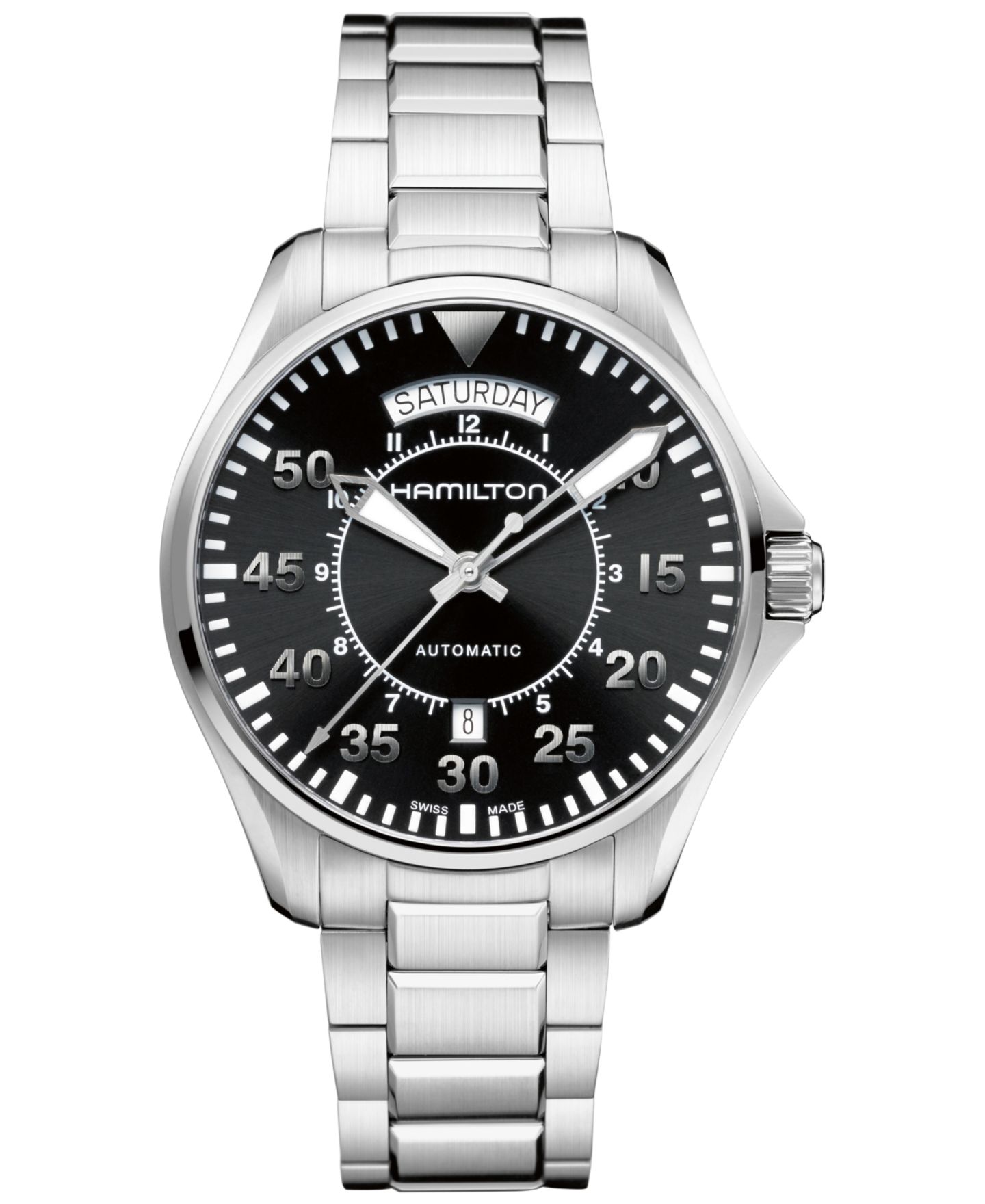 Мужские часы Hamilton Swiss Automatic Khaki Pilot Stainless Steel Bracelet Watch 42mm H64615135 — фото 1