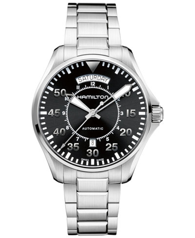 Hamilton Men's Swiss Automatic Khaki Pilot Stainless Steel Bracelet Watch 42mm H64615135