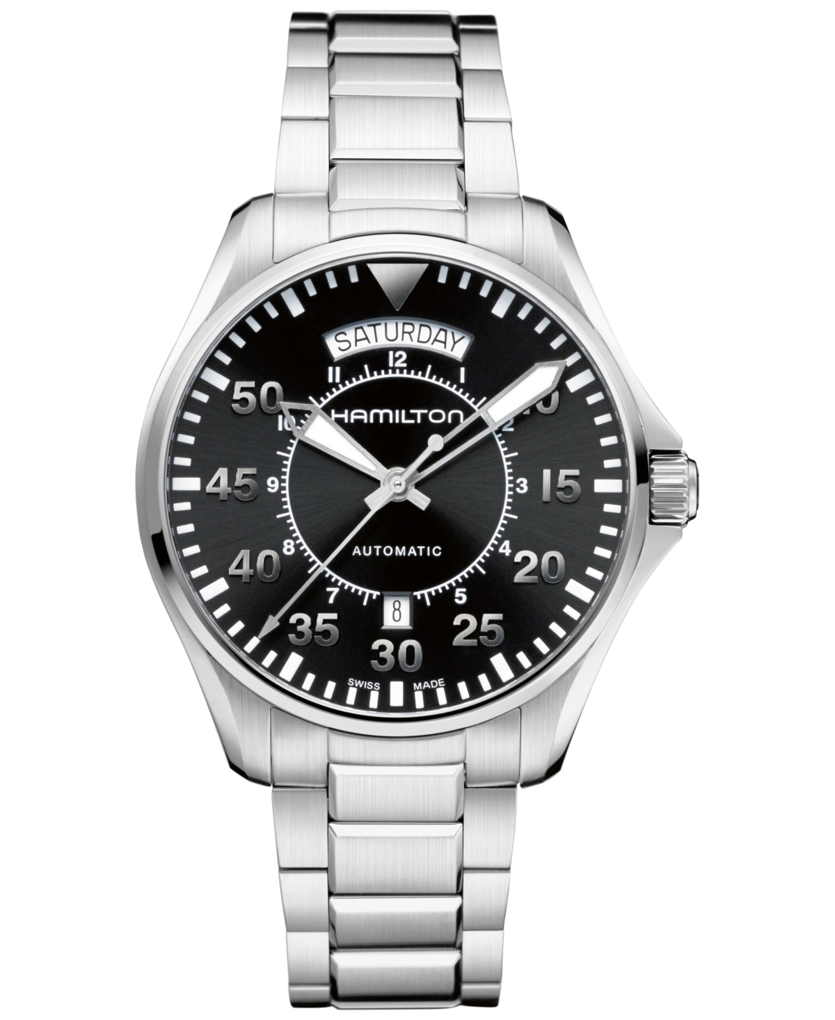 Shop Hamilton Men's Swiss Automatic Khaki Pilot Stainless Steel Bracelet Watch 42mm H64615135 In No Color