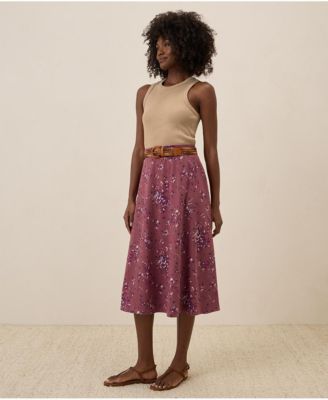 Women's Organic Cotton Fit & Flare Midi Skirt