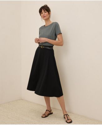 Women's Organic Cotton Fit & Flare Midi Skirt