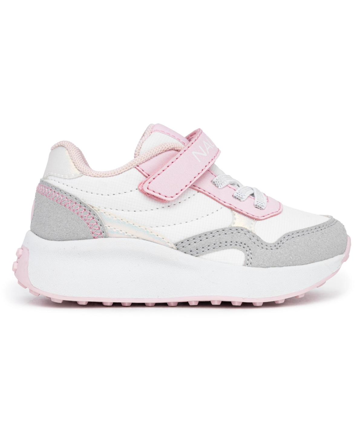 Nautica Toddler And Little Girls Kian Athletic Sneakers In White,iri,gray