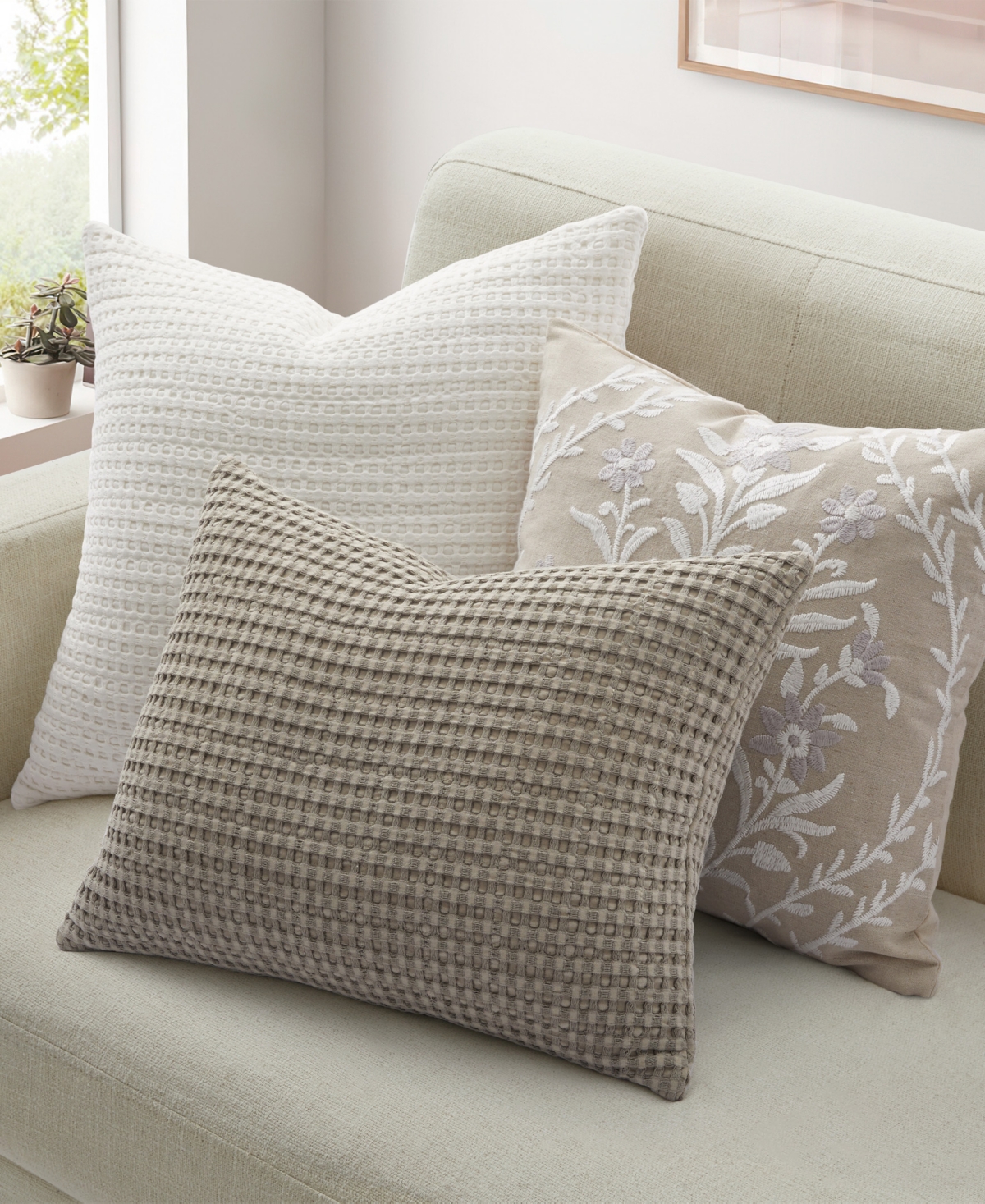 Levtex Mills Waffle Textured Decorative Pillow, 14" X 18"