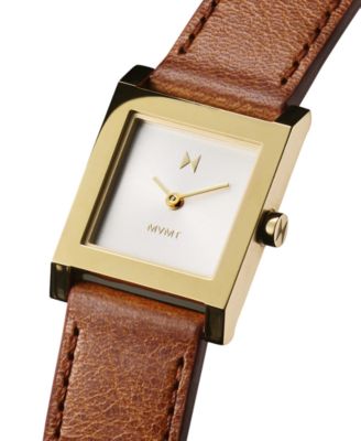 Women's Marquee Square Brown Leather Strap Watch, 22mm