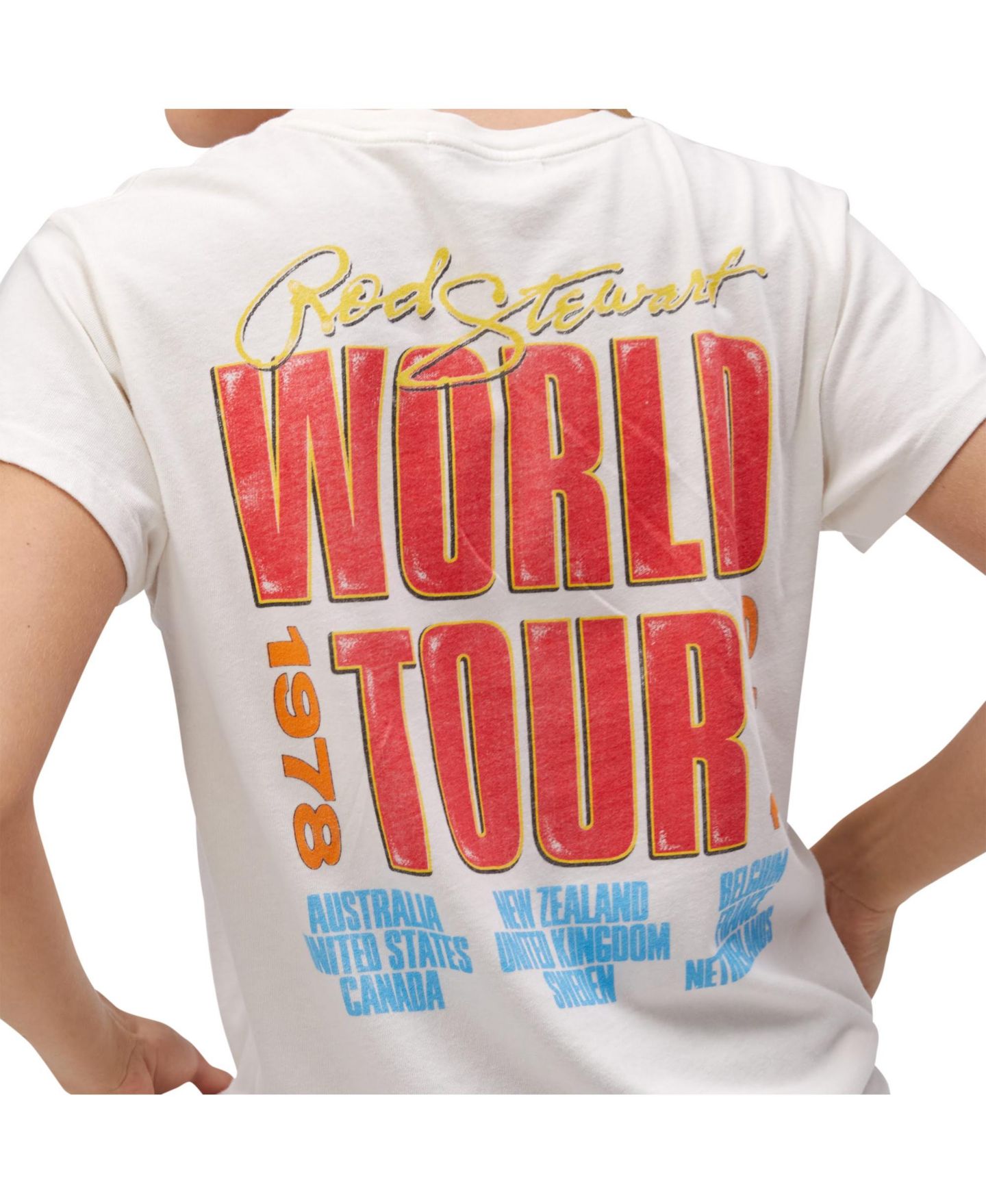 Женская футболка Daydreamer White Rod Stewart 1978/79 World Tour Graphic — фото 2