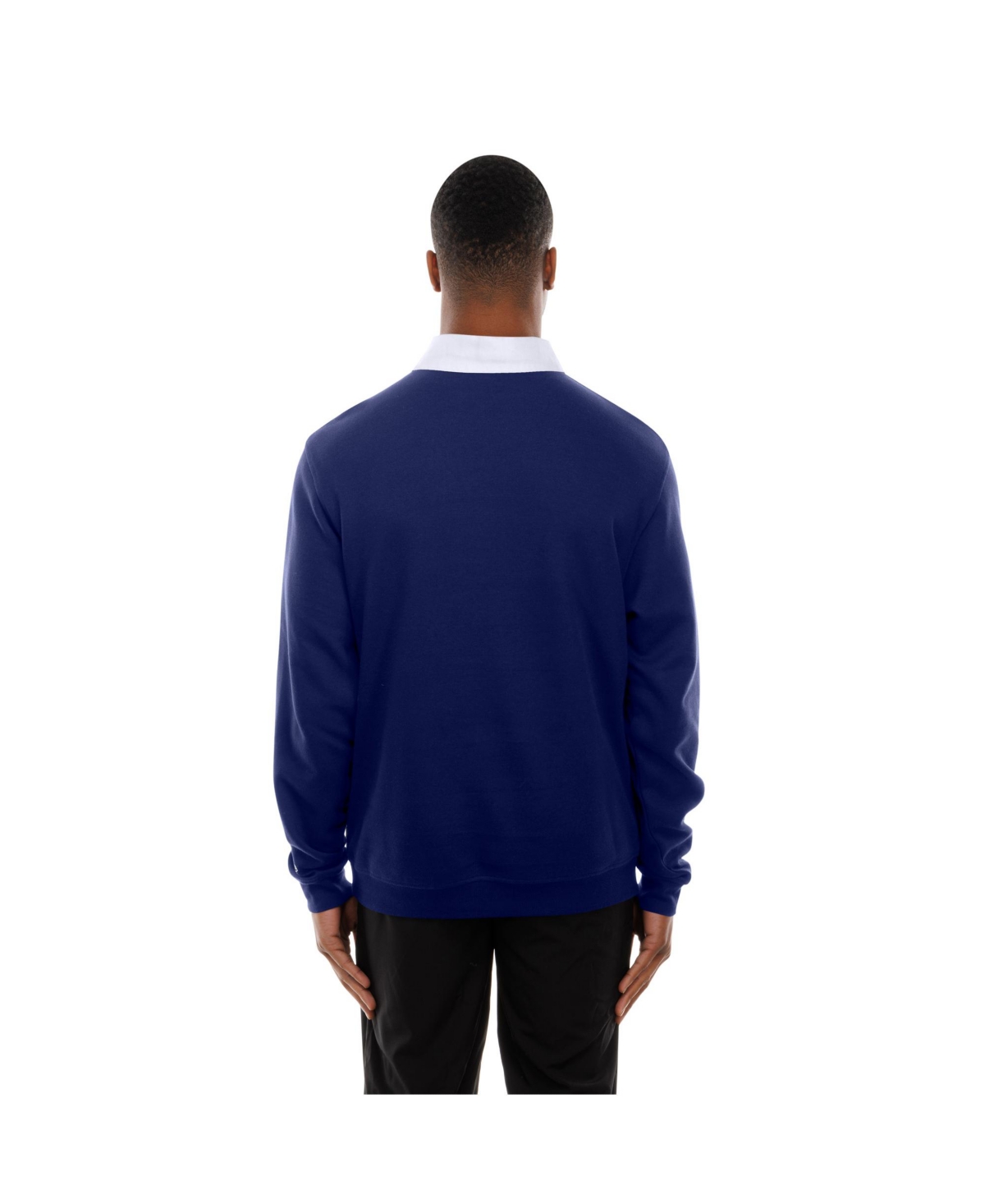 NEW ERA MEN'S DARK BLUE LOS ANGELES DODGERS THROWBACK PREP COLOR BLOCK RUGBY POLO SHIRT 