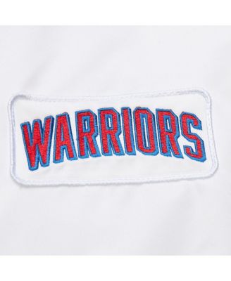 Men's White Golden State Warriors Hardwood Classics Nights Team Leader Satin Full-Zip Jacket