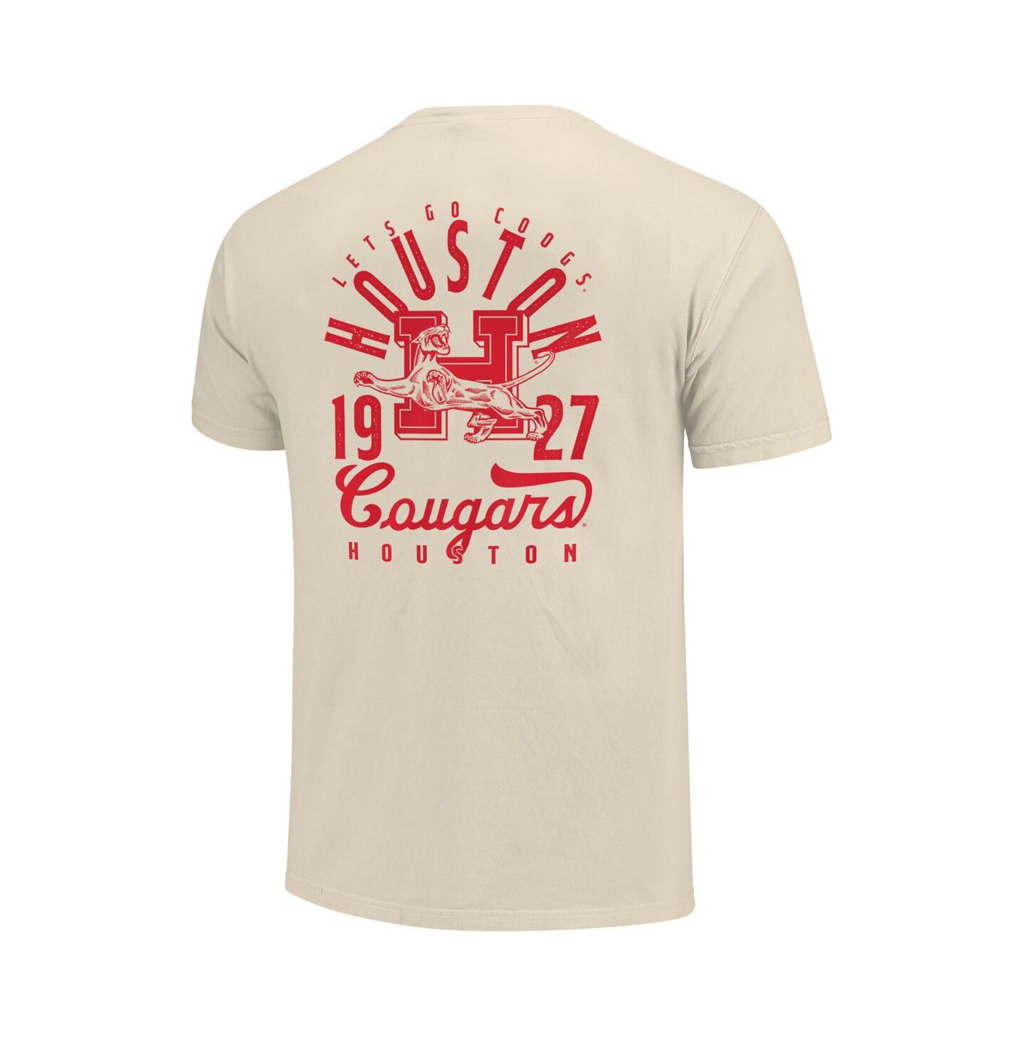 Мужская футболка Image One Cream Houston Cougars Comfort Colors Mascot Overlay — фото 2
