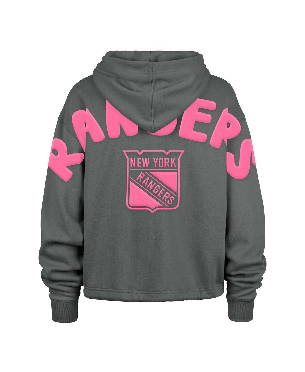 47 BRAND WOMEN'S GRAY NEW YORK RANGERS BRIGHT SIDE VENICE CROPPED PULLOVER HOODIE 