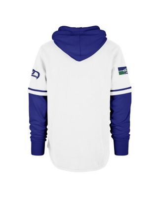 Men's White Seattle Seahawks Throwback Shortstop Pullover Hoodie