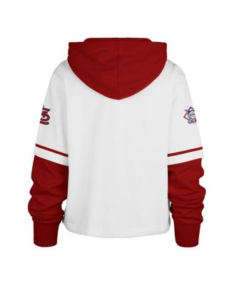 Women's White St. Louis Cardinals Trifecta Shortstop Cropped Pullover Hoodie