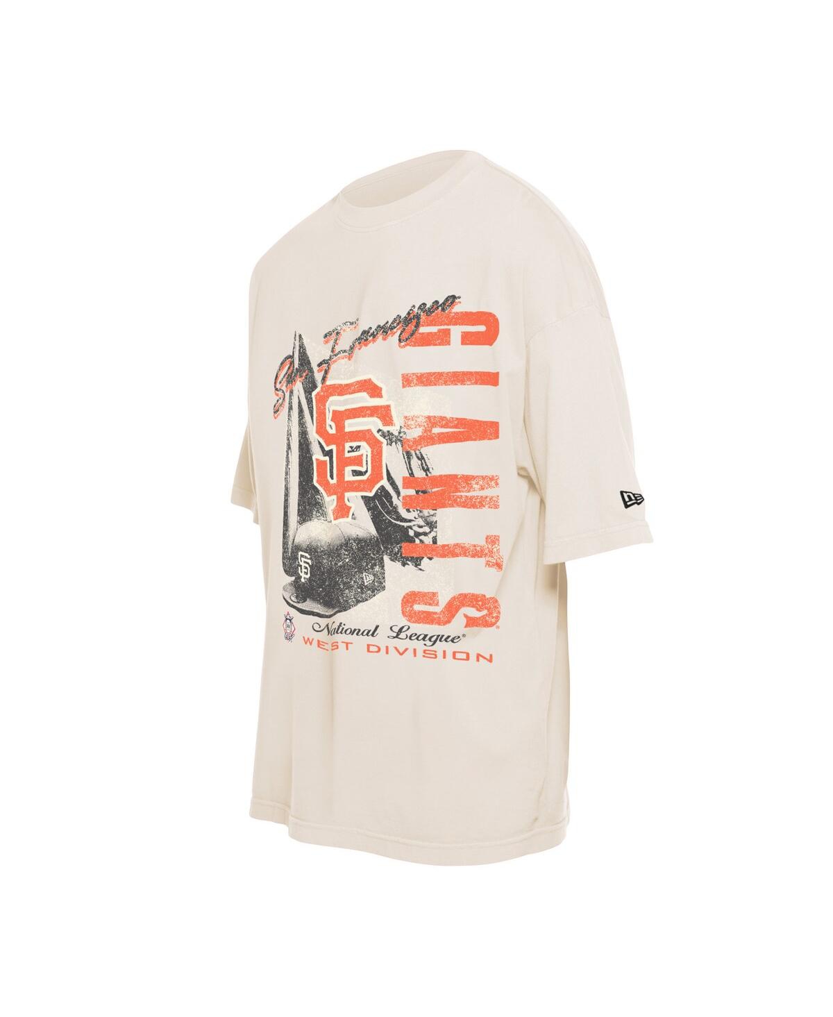 New Era Men's Cream San Francisco Giants Cooperstown Collection Oversized Throwback Distressed T-shirt In Neutral