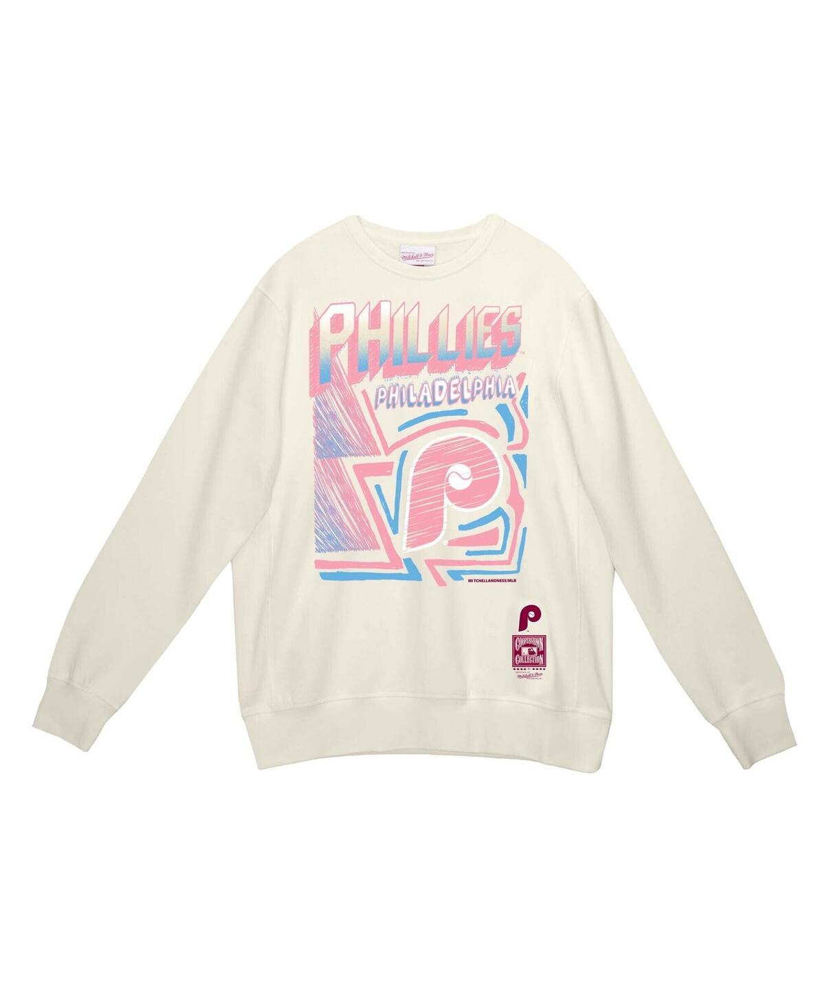 Mitchell & Ness Men's Cream Philadelphia Phillies Sidewalk Sketch Pullover Sweatshirt