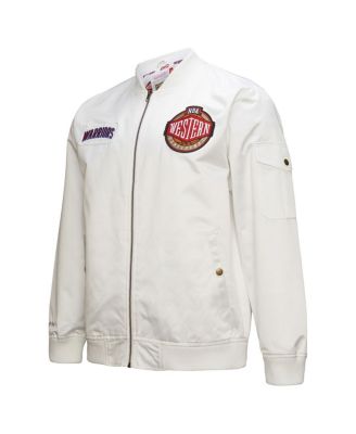 Men's White Golden State Warriors Hardwood Classics Nights Team Leader Satin Full-Zip Jacket