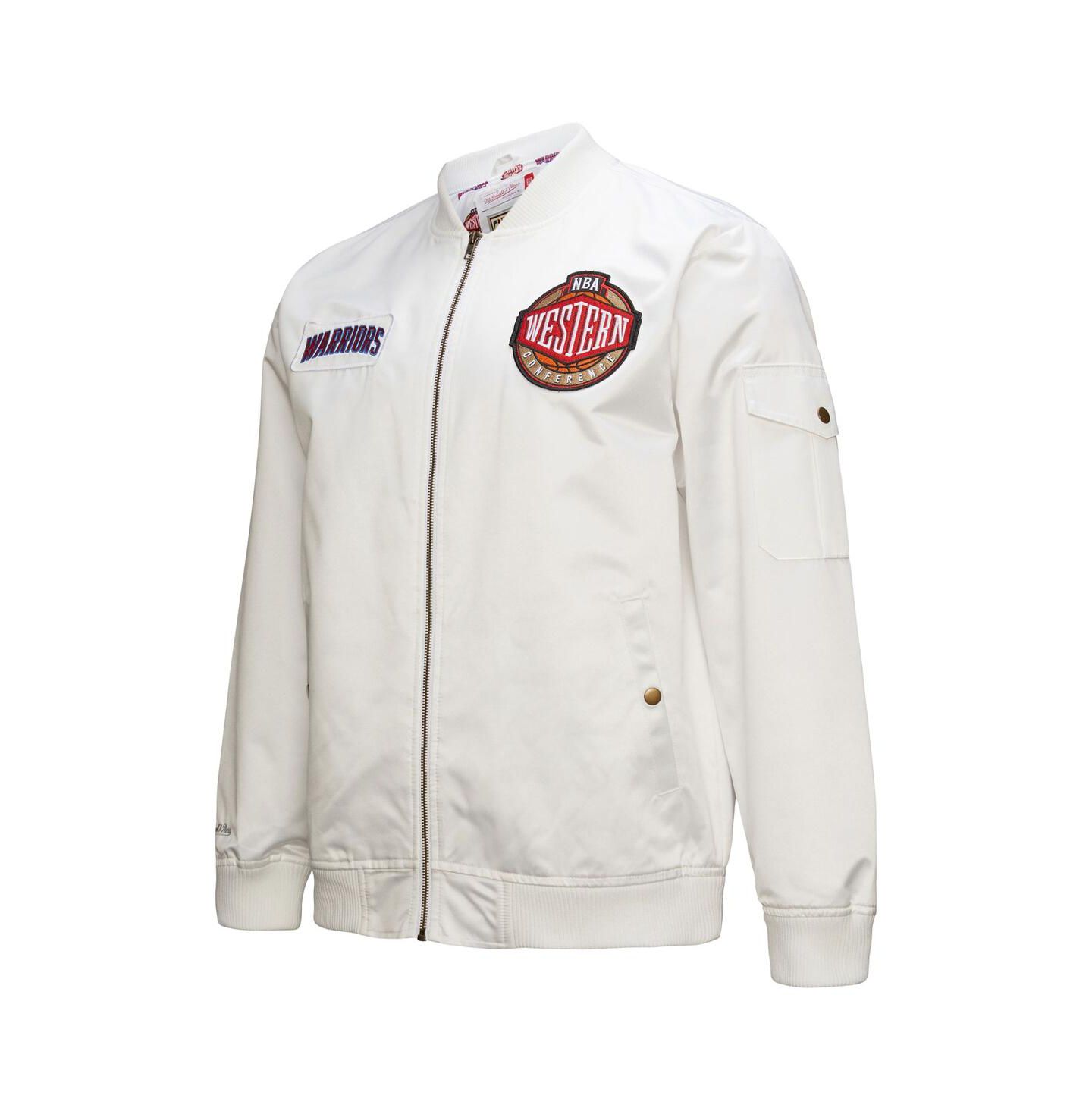 Мужская куртка Mitchell & Ness White Golden State Warriors Hardwood Classics Nights Team Leader Satin Full-Zip — фото 5