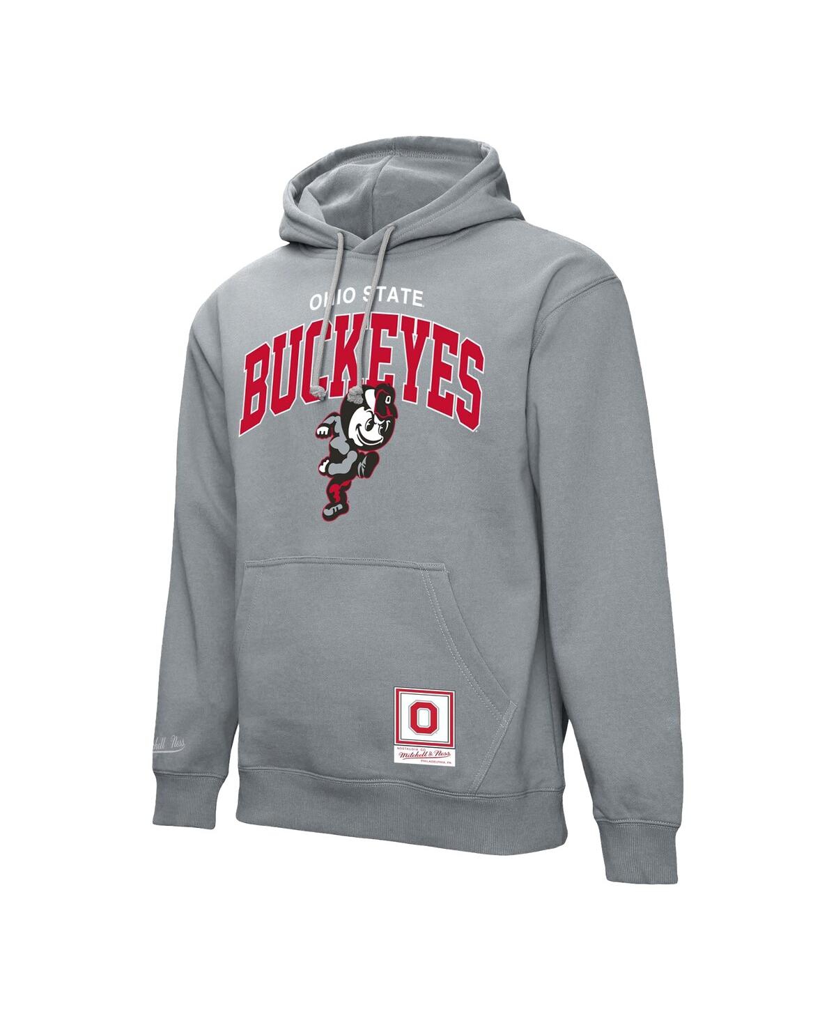 Mitchell & Ness Men's Heather Gray Ohio State Buckeyes Classic Arch Pullover Hoodie In Heather Gray
