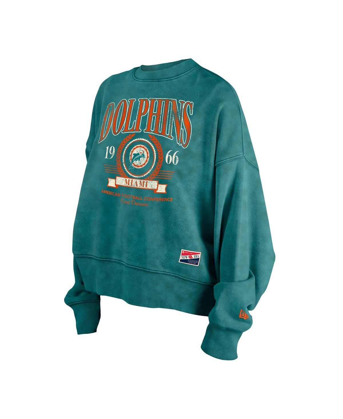 NEW ERA WOMEN'S AQUA MIAMI DOLPHINS THROWBACK BOXY SWEATSHIRT 