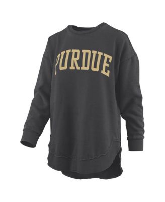 Women's Black Purdue Boilermakers Melange Poncho Vintage Fleece Long Sleeve Pullover Sweatshirt