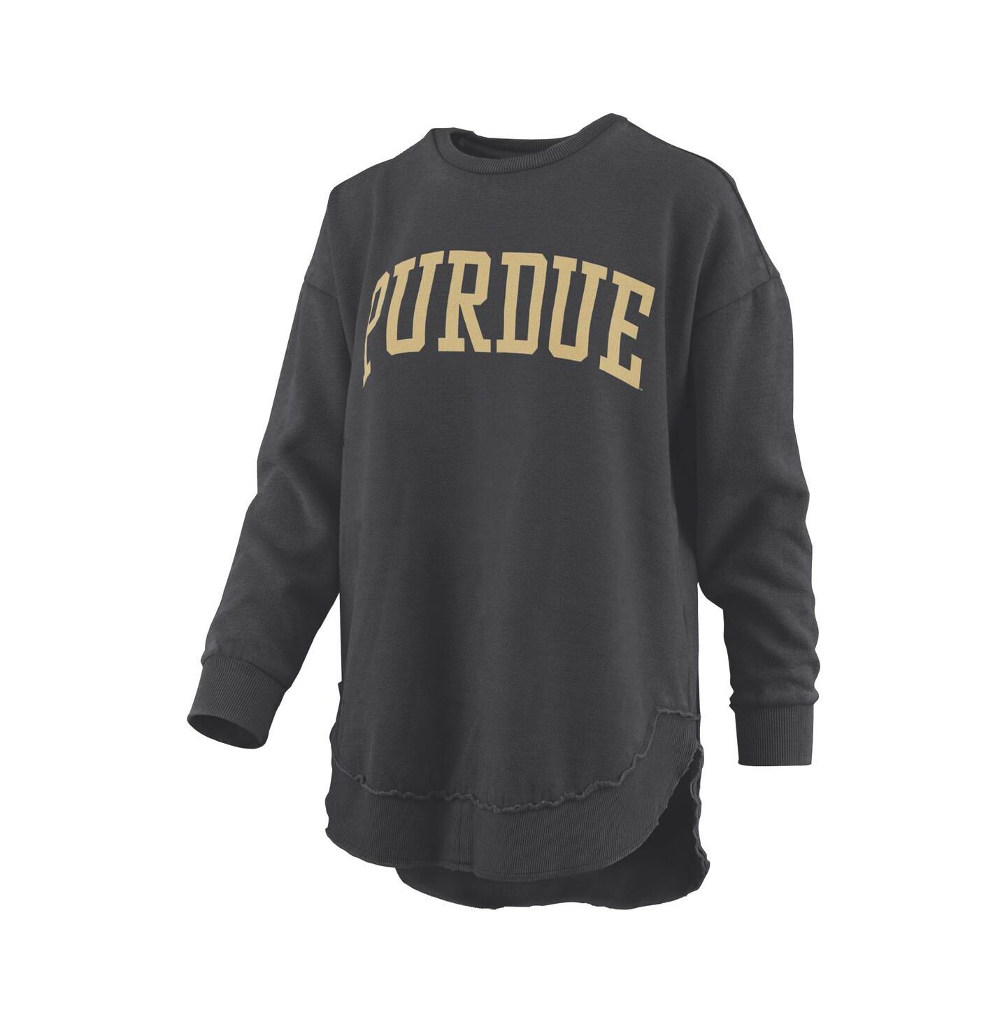 Женская толстовка Pressbox Black Purdue Boilermakers Melange Poncho Vintage Fleece Long Sleeve Pullover — фото 3