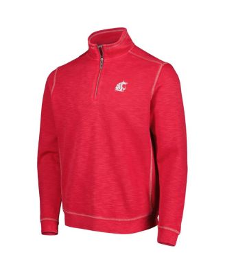 Men's Crimson Washington State Cougars Sport Tobago Bay Tri-Blend Mock Neck Half-Zip Jacket