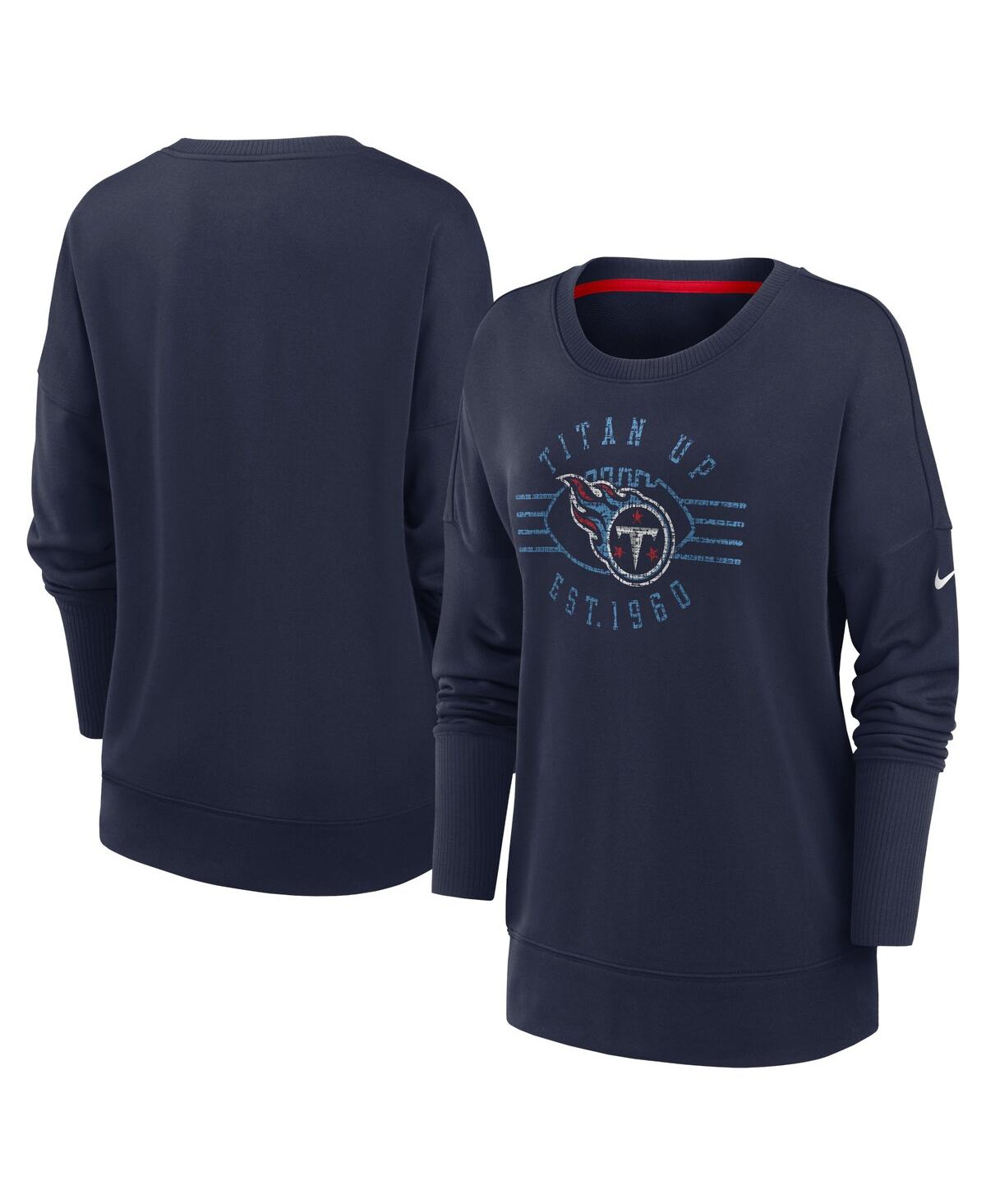 Nike Women's Navy Tennessee Titans Rewind Playback Icon Performance Pullover Sweatshirt In Navy