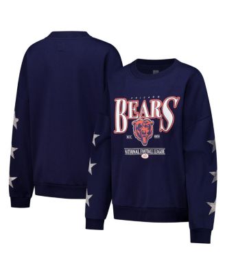 Gameday Couture - Women's Navy Chicago Bears Rhinestone Star Sleeve Settle the Score Tri-Blend Pullover
