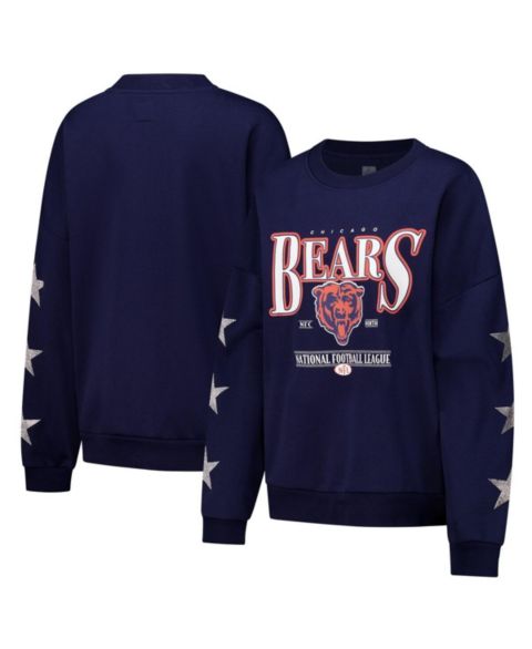 Женский свитер Gameday Couture Navy Chicago Bears Rhinestone Star Sleeve Settle the Score Tri-Blend Pullover