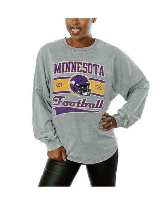 Gameday Couture - Women's Gray Minnesota Vikings Snow Wash Oversized Long Sleeve T-Shirt