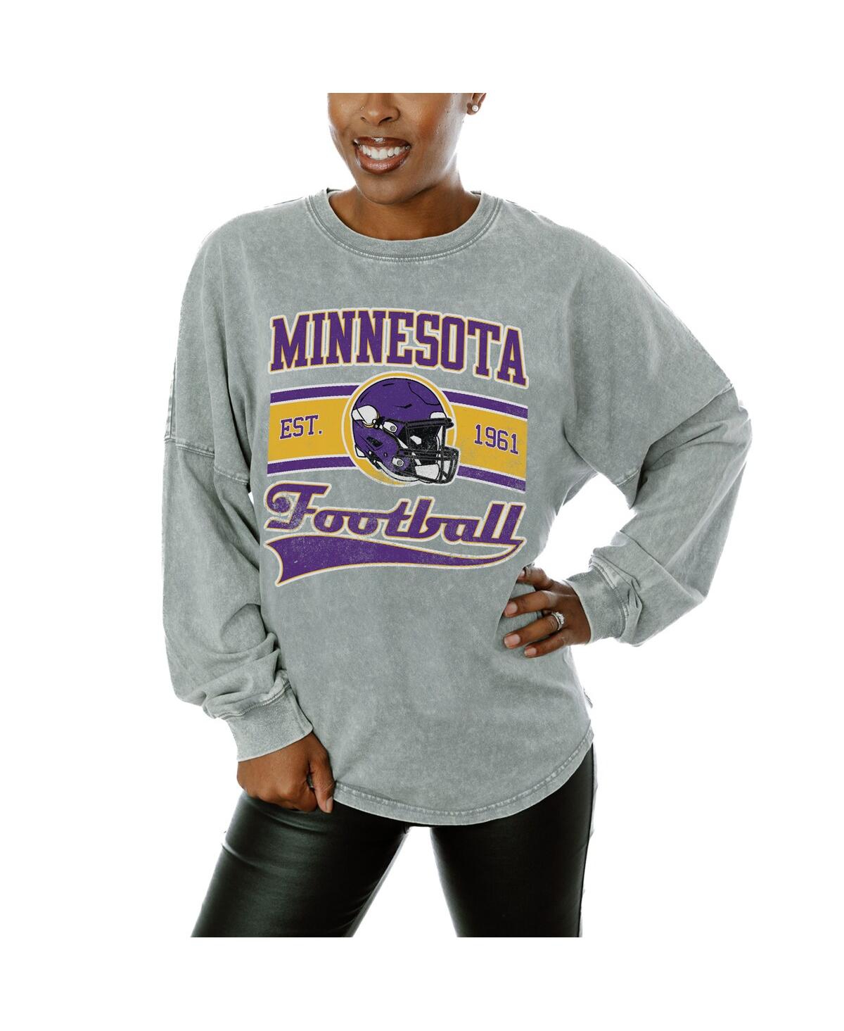 Shop Gameday Couture Women's Gray Minnesota Vikings Snow Wash Oversized Long Sleeve T-shirt