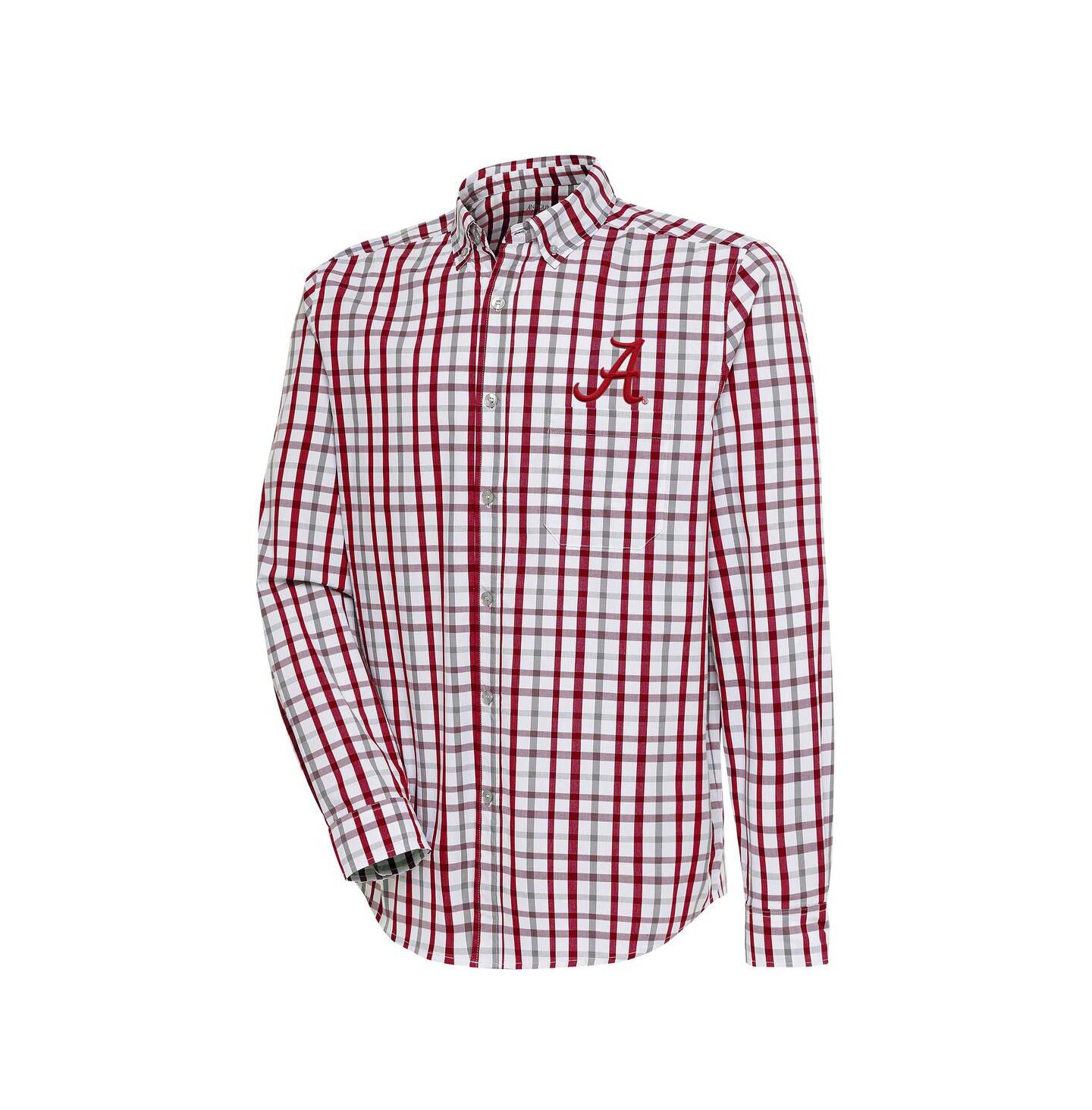Мужская рубашка Antigua Crimson/Gray Alabama Crimson Tide Tending 2 Button-Down Long Sleeve — фото 1