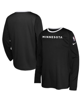 Nike - Big Boys and Girls  Black Minnesota Timberwolves 2024/25 City Edition Pregame Performance Long Sleeve Shooting T-Shirt