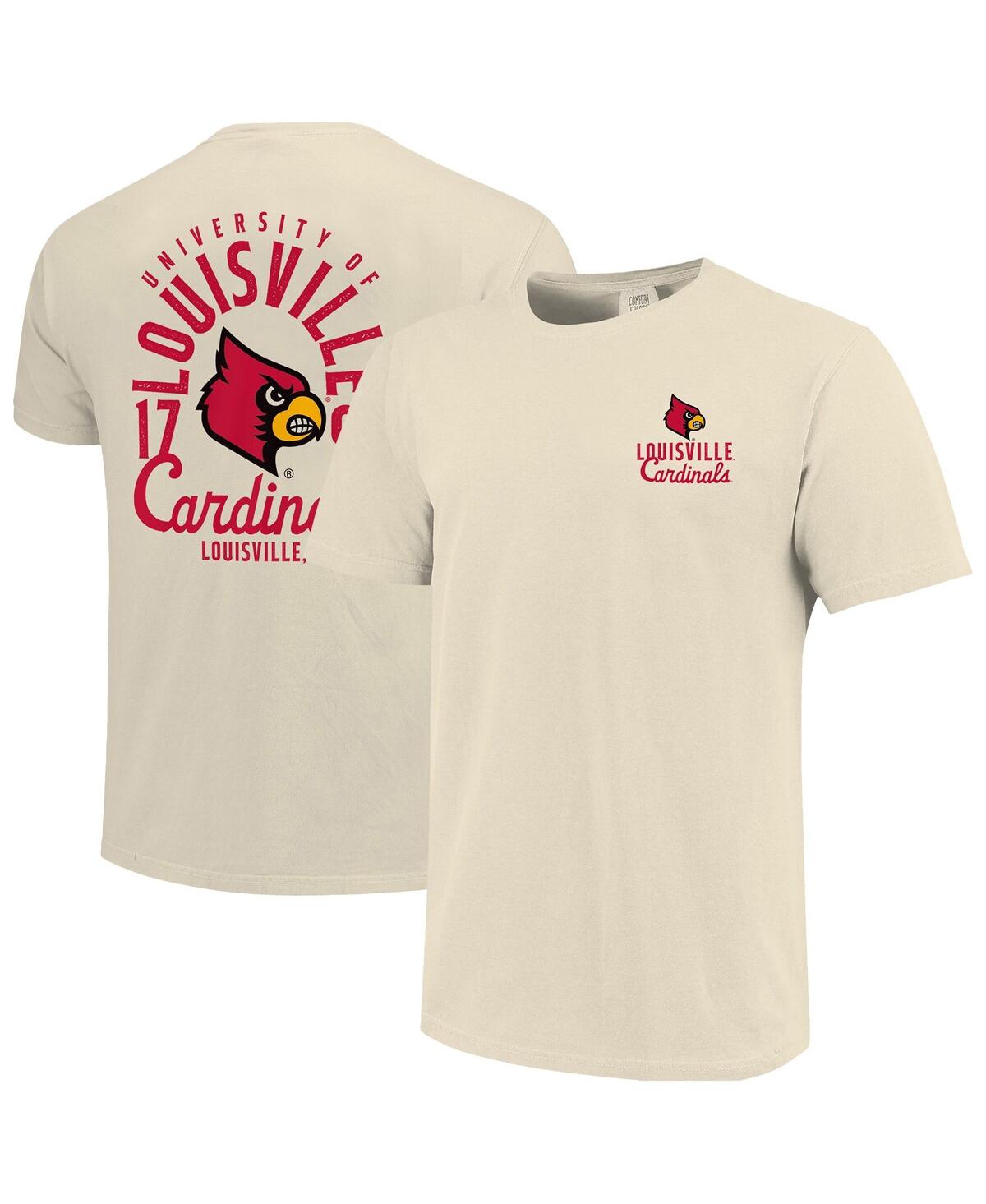 Image One Men's Cream Louisville Cardinals Comfort Colors Mascot Overlay T-shirt In Cream