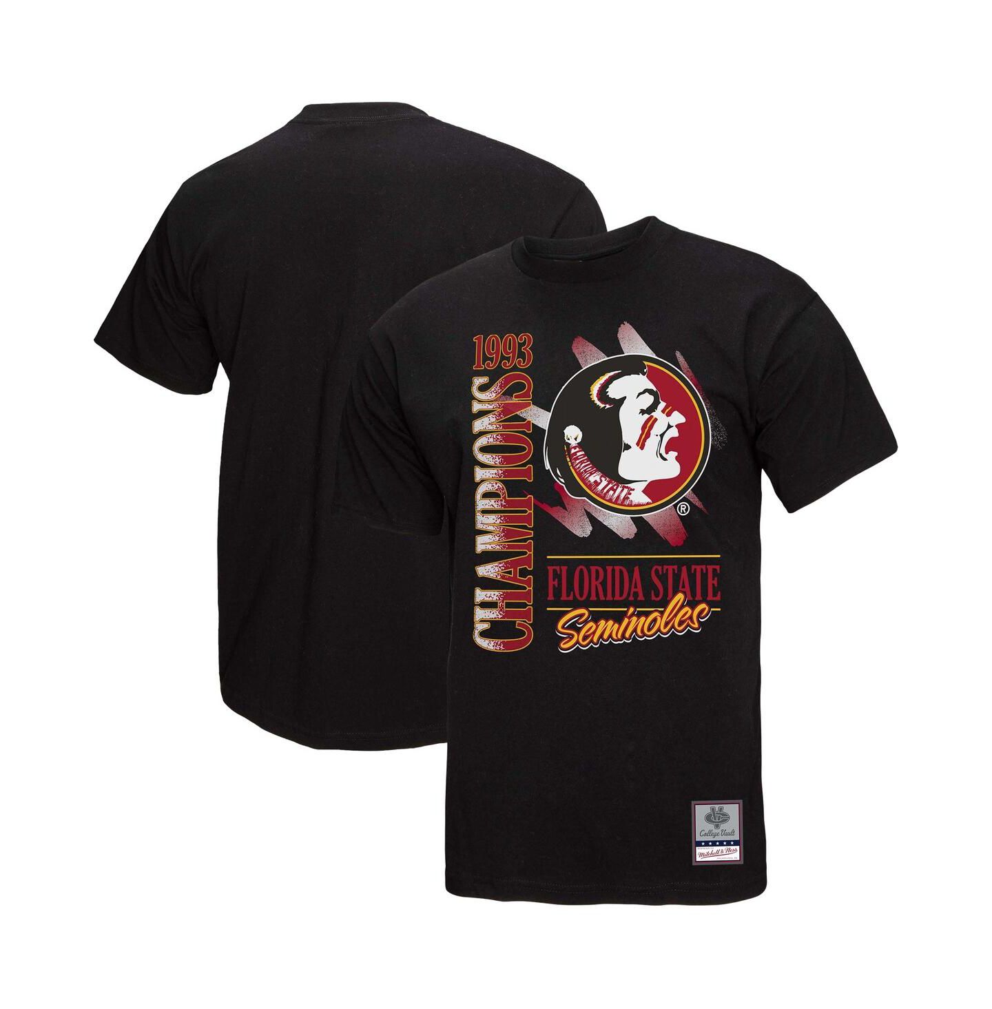 Мужская футболка Mitchell & Ness Black Florida State Seminoles Retro Brush Mineral Wash — фото 1