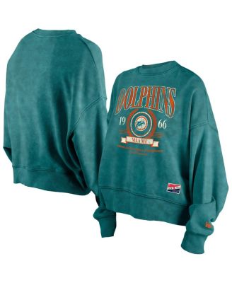New Era - Women's  Aqua Miami Dolphins Throwback Boxy Sweatshirt