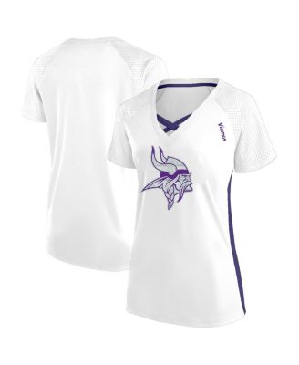 Fanatics - Women's  White Minnesota Vikings Plus Size Glitter Lace-Up V- Neck T-Shirt