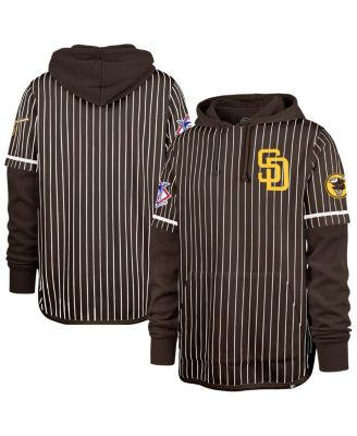 '47 Brand - Men's '47 Brown San Diego Padres Pinstripe Double Header Pullover Hoodie