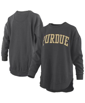 Pressbox - Women's  Black Purdue Boilermakers Melange Poncho Vintage Fleece Long Sleeve Pullover Sweatshirt