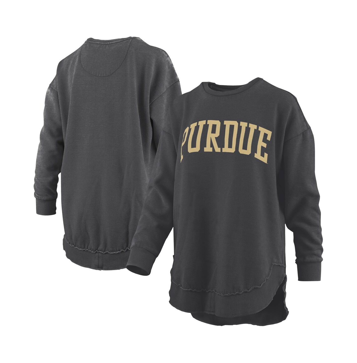 Женская толстовка Pressbox Black Purdue Boilermakers Melange Poncho Vintage Fleece Long Sleeve Pullover — фото 1