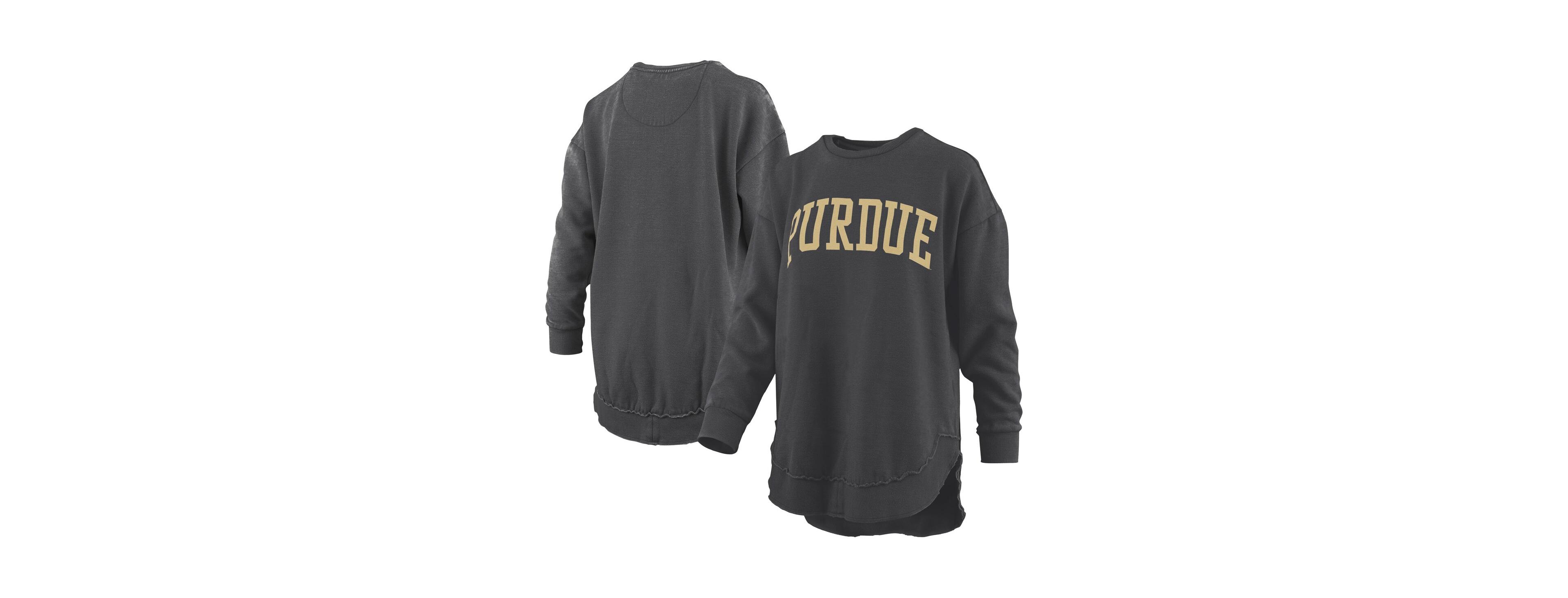 Pressbox Women's Black Purdue Boilermakers Melange Poncho Vintage Fleece Long Sleeve Pullover Sweatshirt