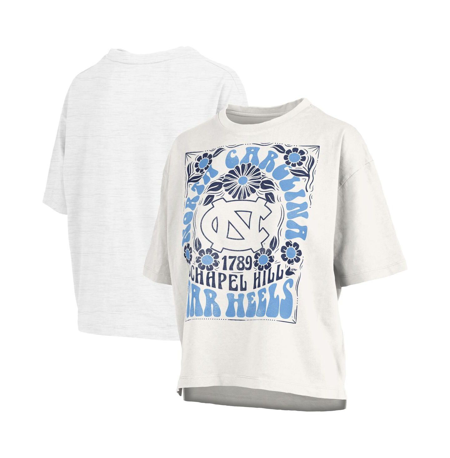 Женские футболки Pressbox White North Carolina Tar Heels Harmony Oversized — фото 1