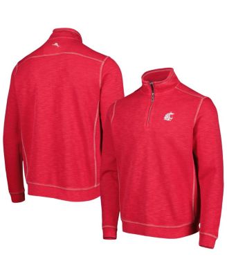 Tommy Bahama - Men's Crimson Washington State Cougars Sport Tobago Bay Tri-Blend Mock Neck Half-Zip Jacket