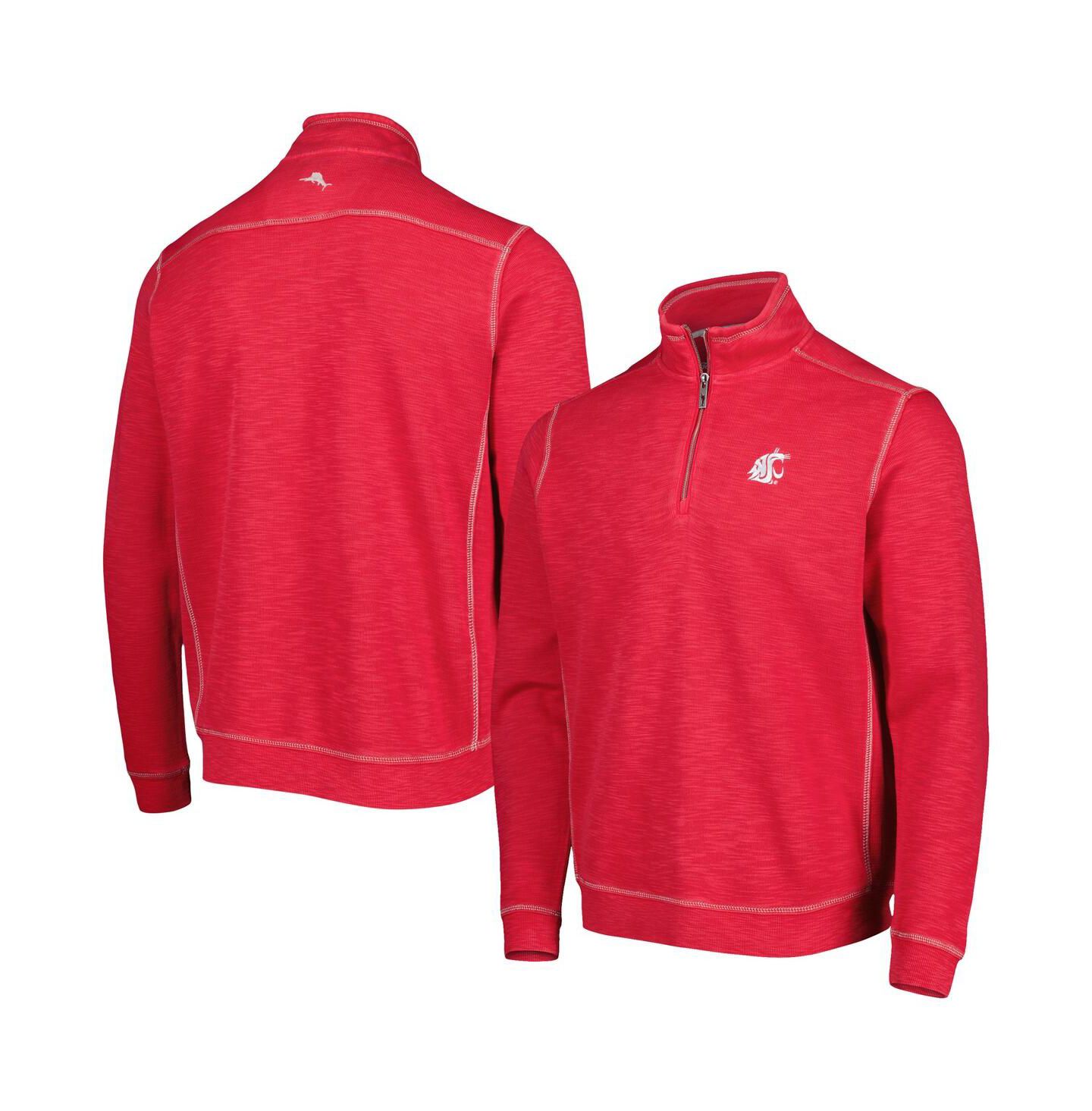 Мужская куртка Tommy Bahama Crimson Washington State Cougars Sport Tobago Bay Tri-Blend Mock Neck Half-Zip — фото 1