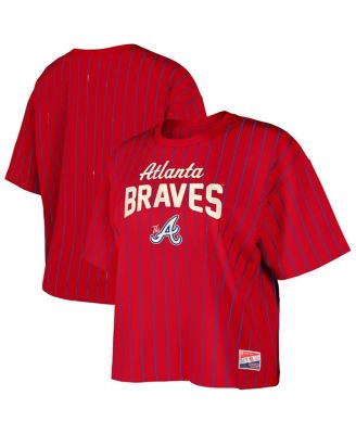 New Era - Women's Red Atlanta Braves City Connect Multiplier Pinstripe Cropped T-Shirt