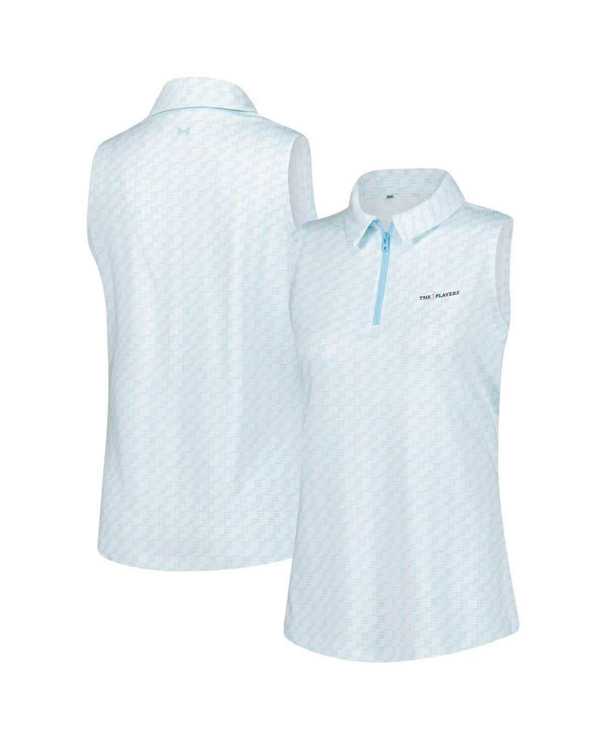Women's Aqua The Players Drive Clubhouse Grid Sleeveless Polo Shirt - Aqua