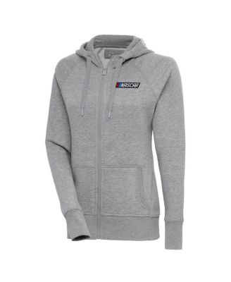 Antigua - Women's Heather Gray NASCAR Victory Full-Zip Hoodie