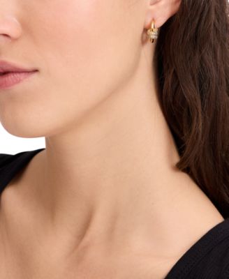 Small Pav&eacute; Knot Hoop Earrings, 0.62"